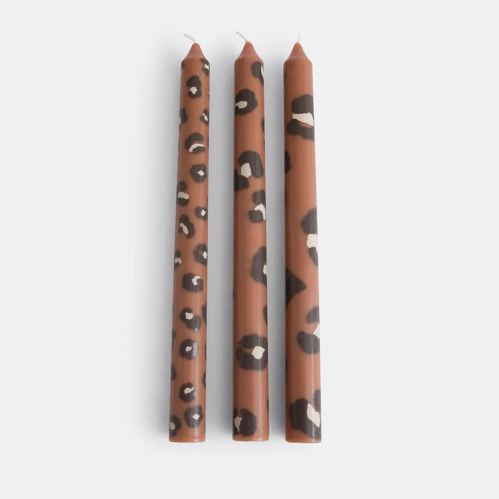 Set van 3 kaarsen met luipaardprint, Azhar