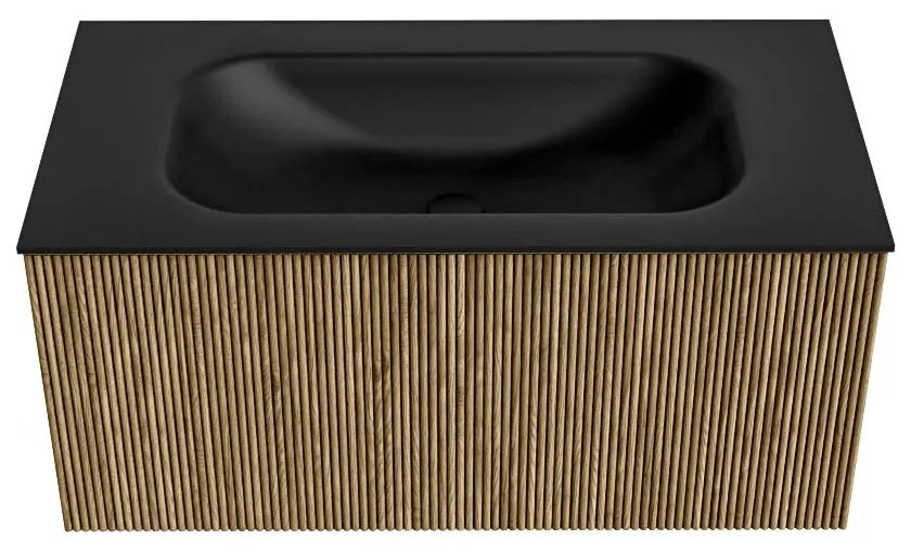 Mondiaz Kurve 90cm badmeubel dusk met 1 lade en wastafel big small midden zonder kraangat urban