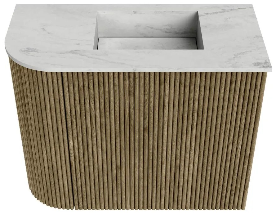 Mondiaz Joya DLux 50cm toiletmeubel ronding links dusk met wastafel faye rechts 1 kraangat opalo