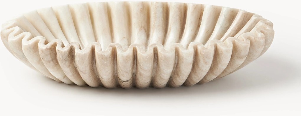 Handgemaakte ovale decoratieve schaal Santorini van marmer, B 35 cm
