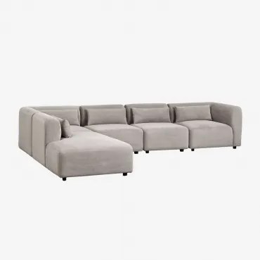 5-delige Modulaire Bank Met Linker Divan Fogler Corduroy Grijs – Taupe – Koel - Sklum