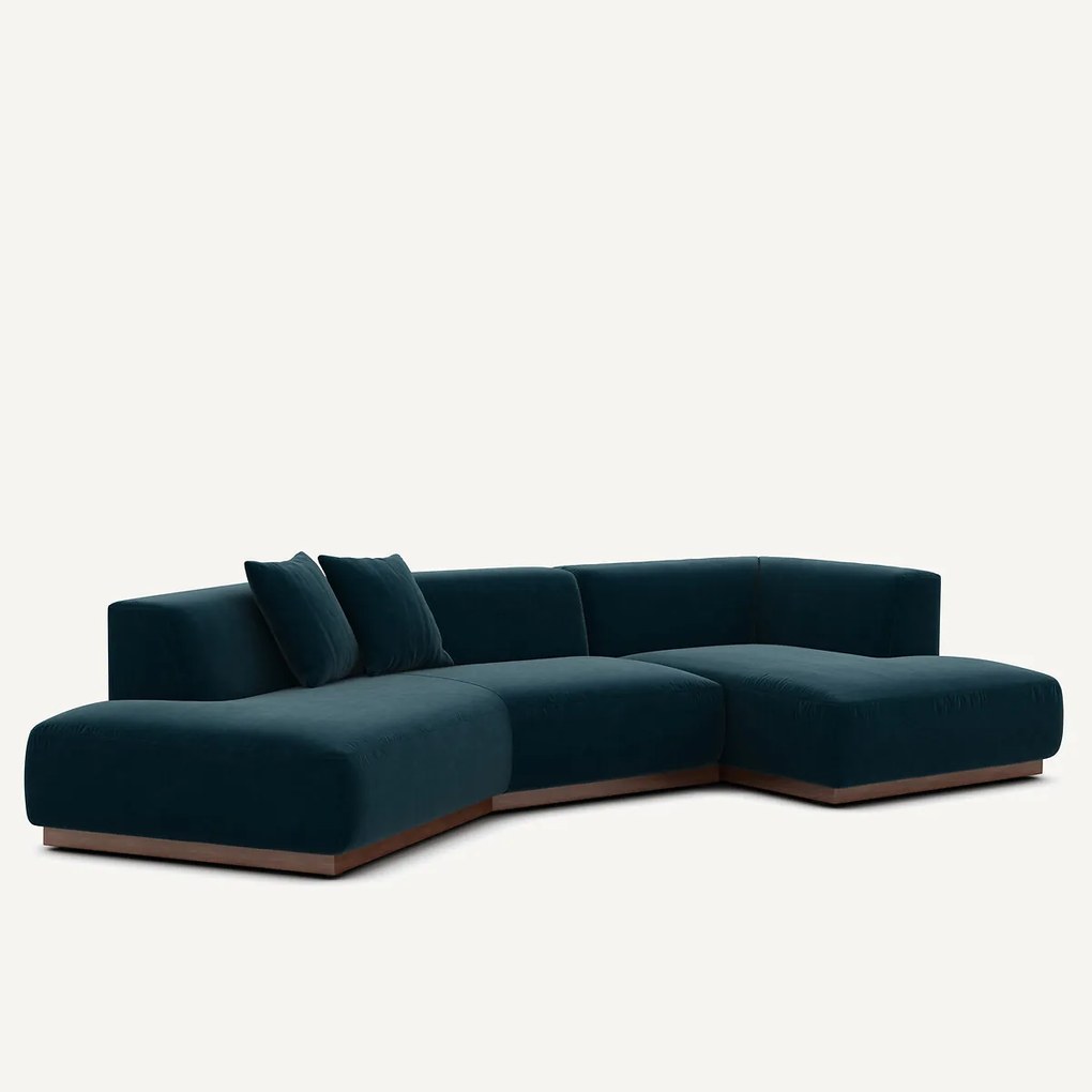 Rechter open hoekbank in fluweel, Jacopo