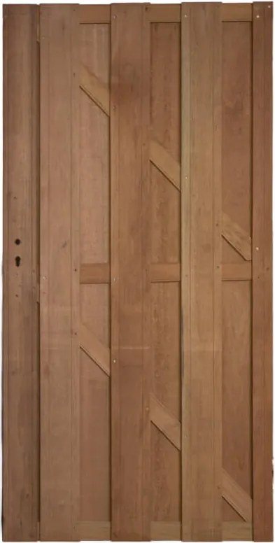 Tuindeur hardhout keruing recht (90 x 180 cm) v-groef schermdikte 3,5 cm