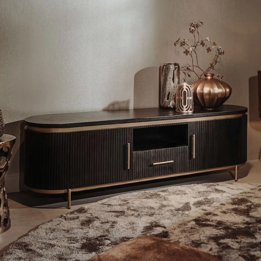 Tv-meubel Ovaal Met Messing 180 Cm - 180x45x55cm.