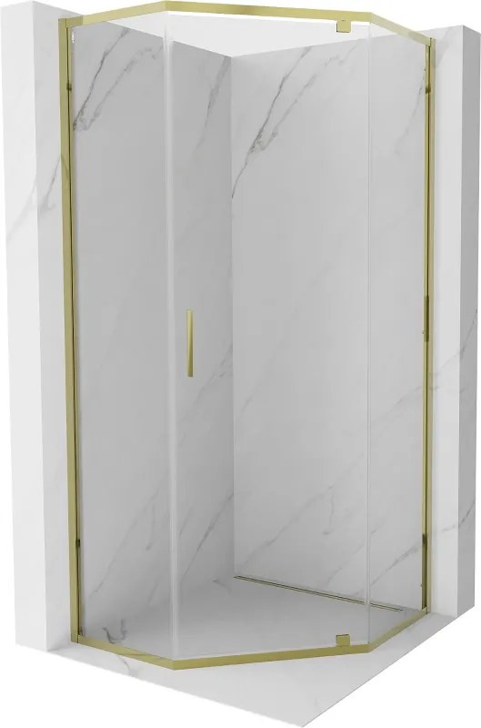 Mexen Exo-R vijfhoekige draaideur douchecabine 90 x 90 cm, transparant, goud - 812-090-090-50-00