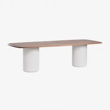 Rectangulaire Eettafel 270x110 Cm Van Acaciahout Leighton Donker Acaciabruin & Wit - Sklum