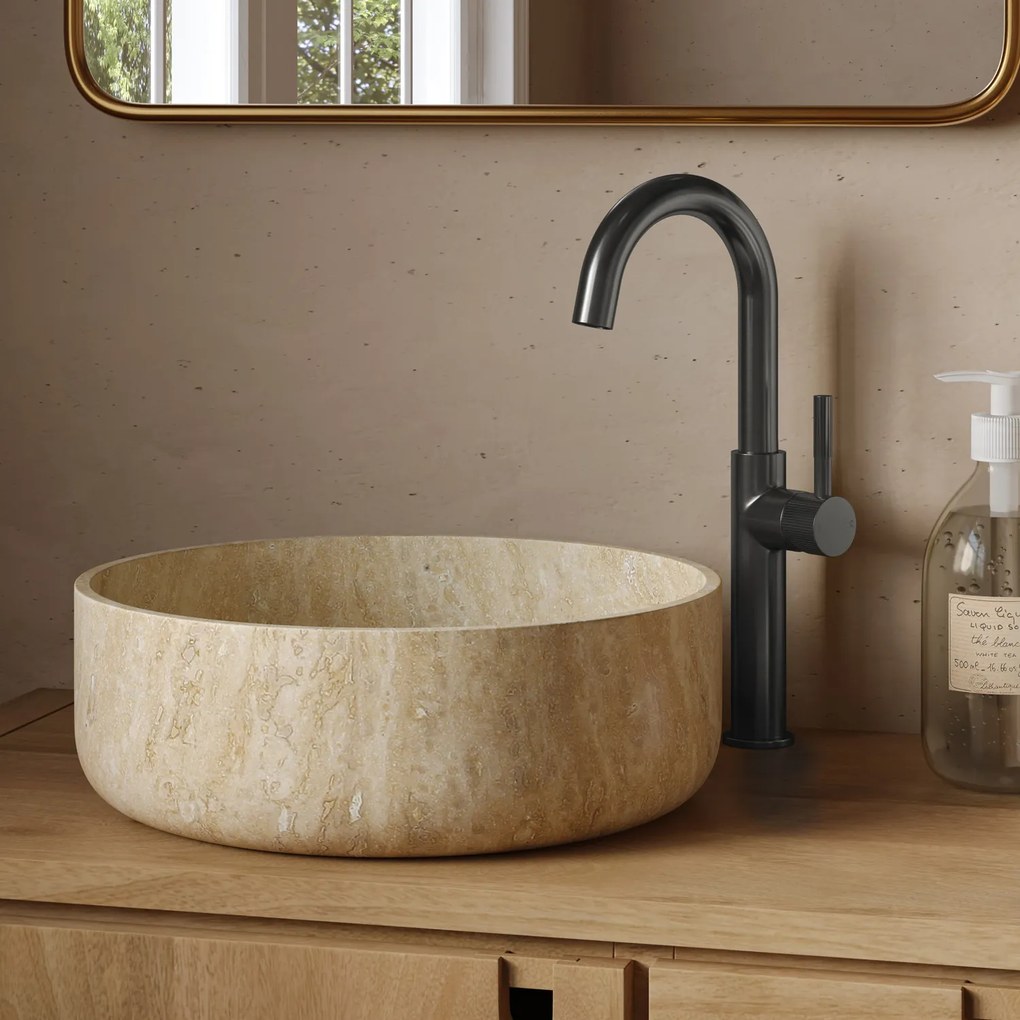 Saniclear Highriser Stripes wastafelkraan verouderd ijzer - gunmetal