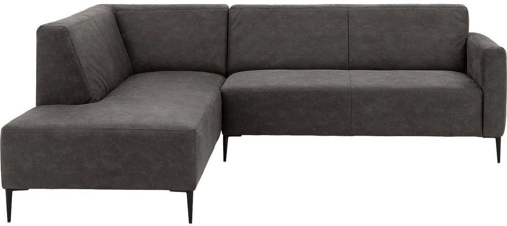 Goossens Key West antraciet, micro leer, 2,5-zits, modern design met ligelement links