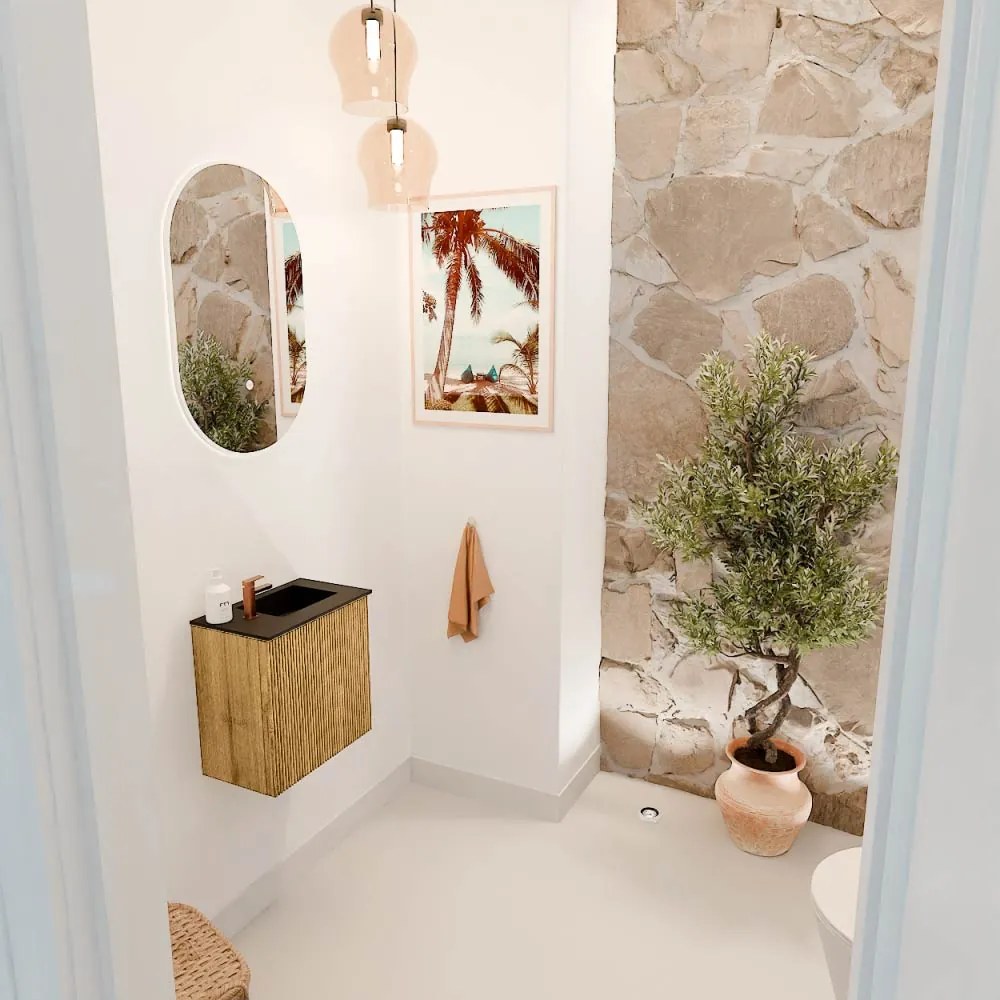 Mondiaz Joya 40cm toiletmeubel oak met wastafel faye rechts 1 kraangat urban