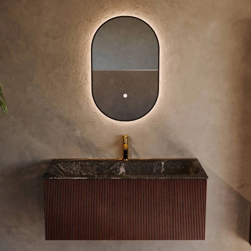 Mondiaz Kurve-dlux 100cm badmeubel ruby met 1 lade en wastafel big medium midden 1 kraangat lava