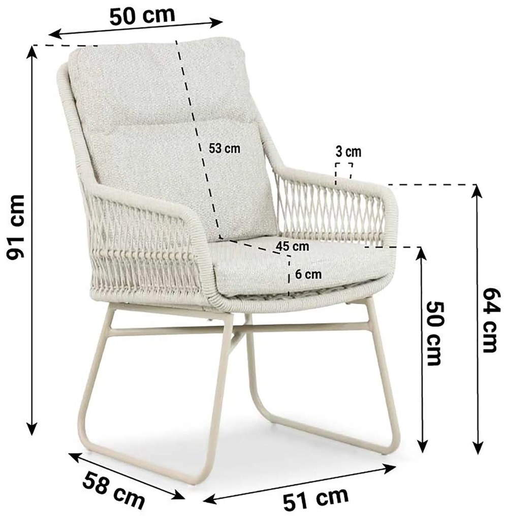 Tuinset 4 personen 180 cm Aluminium/rope Taupe Lifestyle Garden Furniture Vicente/Camila