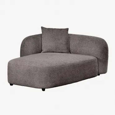 Linker Chaise Longue Voor Modulaire Bank In Chenille Coco Granietgrijs Dik Chenilledoek - Sklum