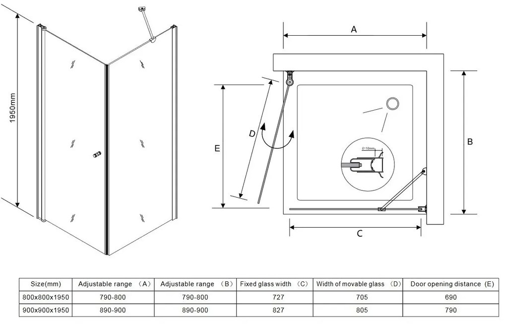 Sanigoods Blinc douchecabine 80x80cm chroom