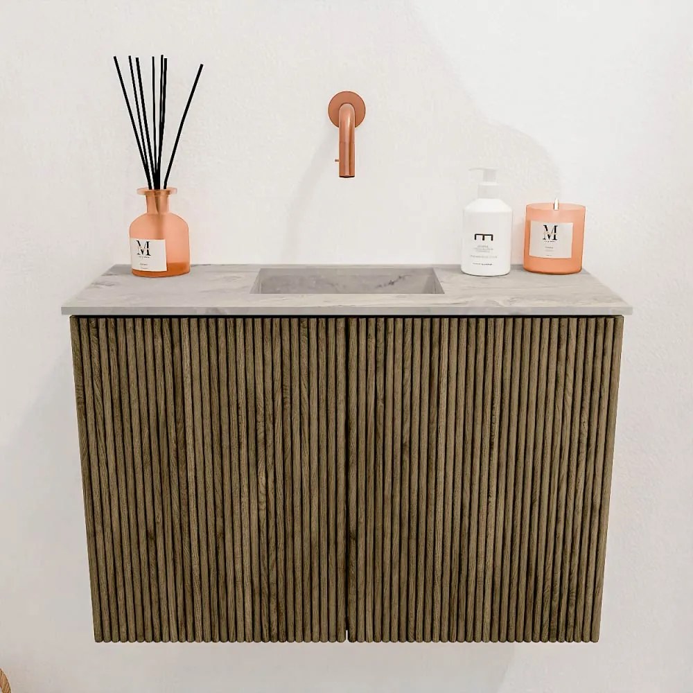 Mondiaz Joya DLux 60cm toiletmeubel dusk met wastafel faye midden zonder kraangat glace