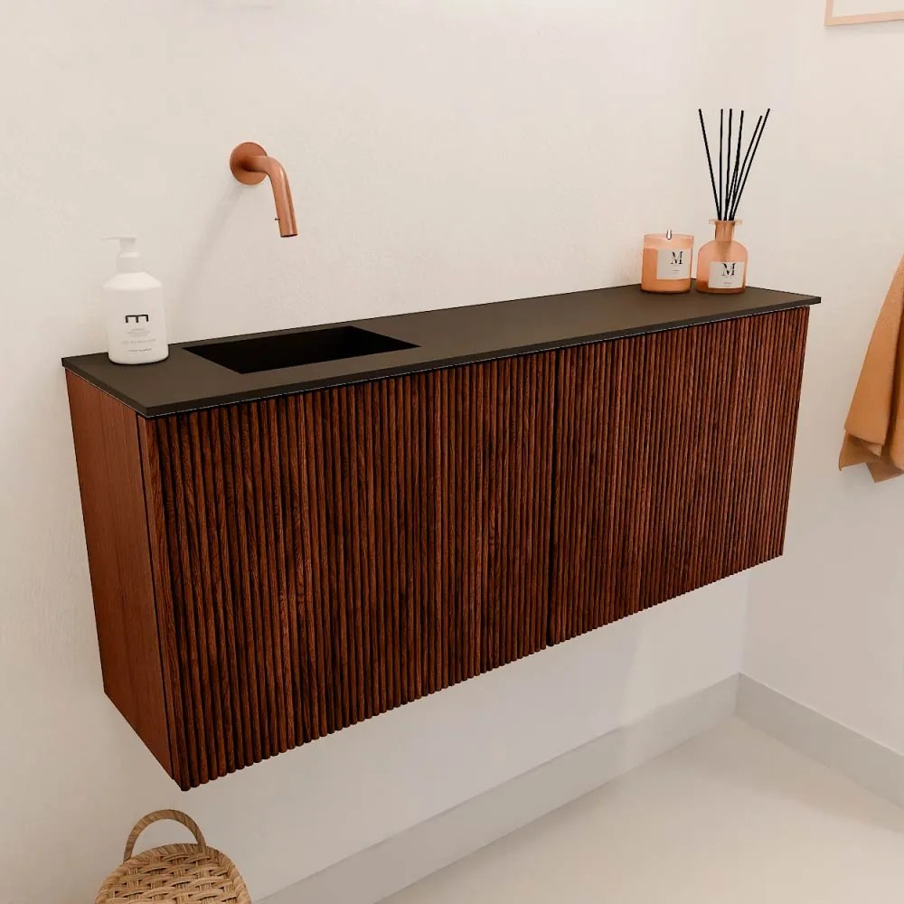 Mondiaz Joya 100cm toiletmeubel ruby met wastafel faye links zonder kraangat urban