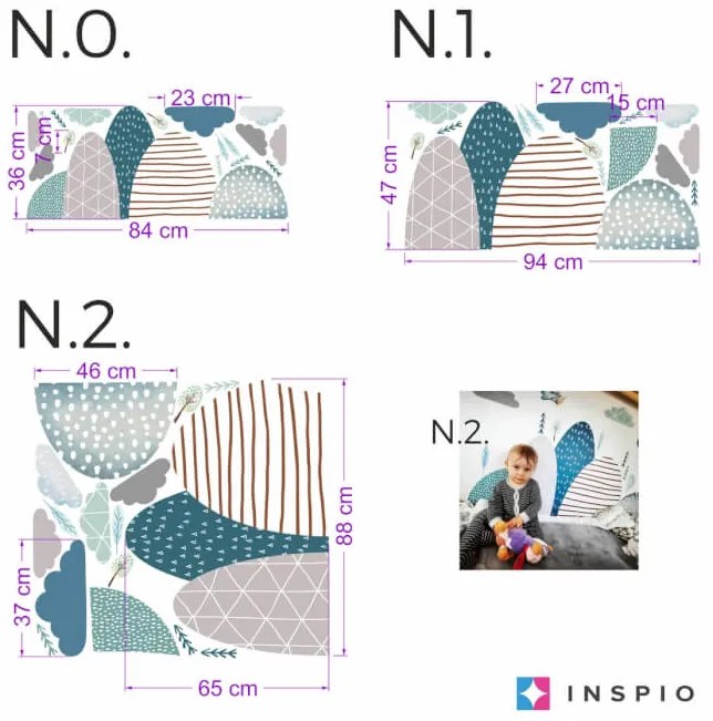 INSPIO Muurstickers - Heuvels en wolkjes