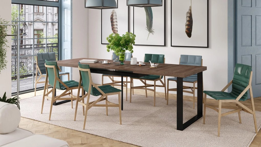 AVELLA Bruin Eik - LOFT TAFEL VOOR WOONKAMER/EETKAMER UITKLAPBAAR TOT 3,1 m!