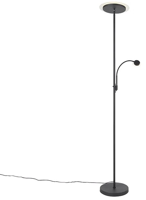 Moderne vloerlamp zwart incl. LED met leesarm - Chala