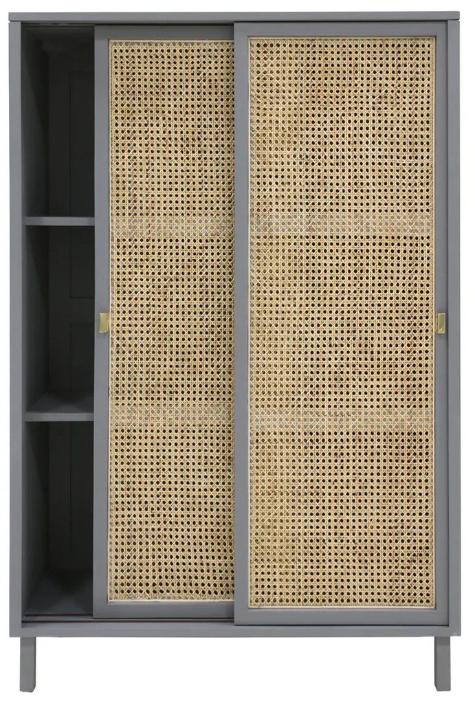 HKliving Webbing Webbing Kast Met Schuifdeuren Grijs - 95x40x140cm.