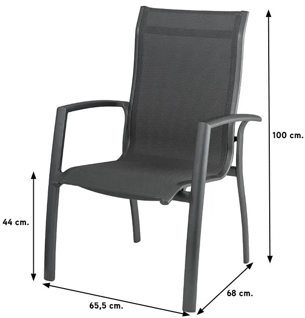 Kettler Legato/Edge stapelbare aluminium tuinset voor 4 personen 160x95 cm. - Antraciet