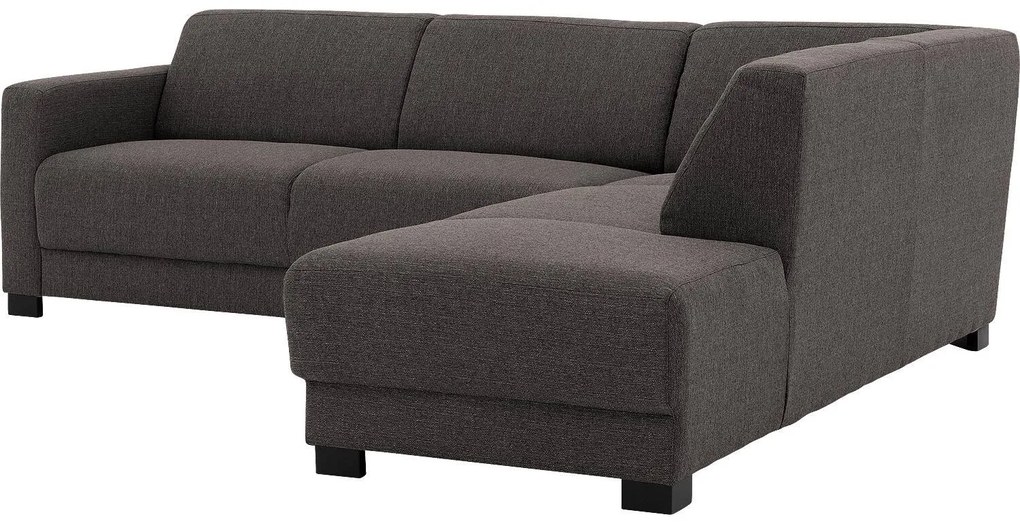 Goossens  My Style donkergrijs, stof, 2,5-zits, stijlvol landelijk met chaise longue rechts