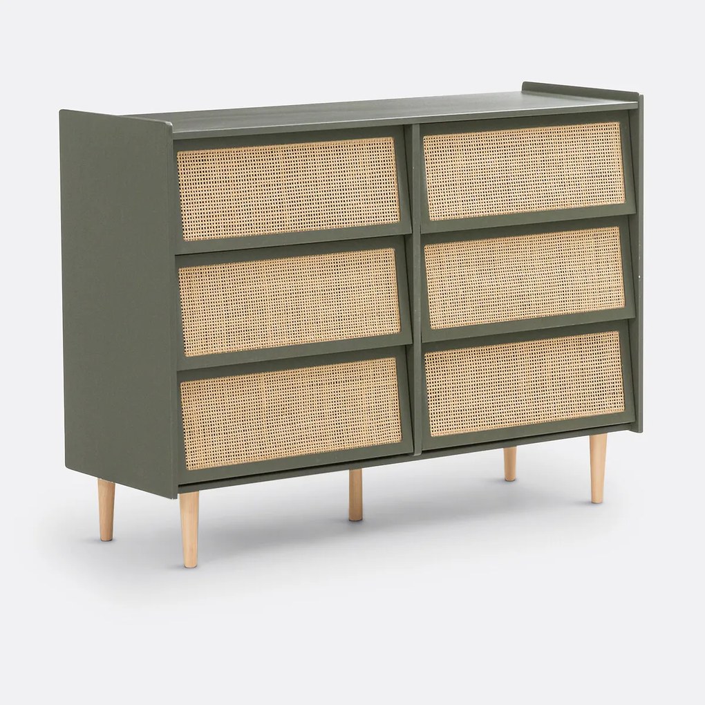 Ladekast met 6 lades in rotan, Kaya