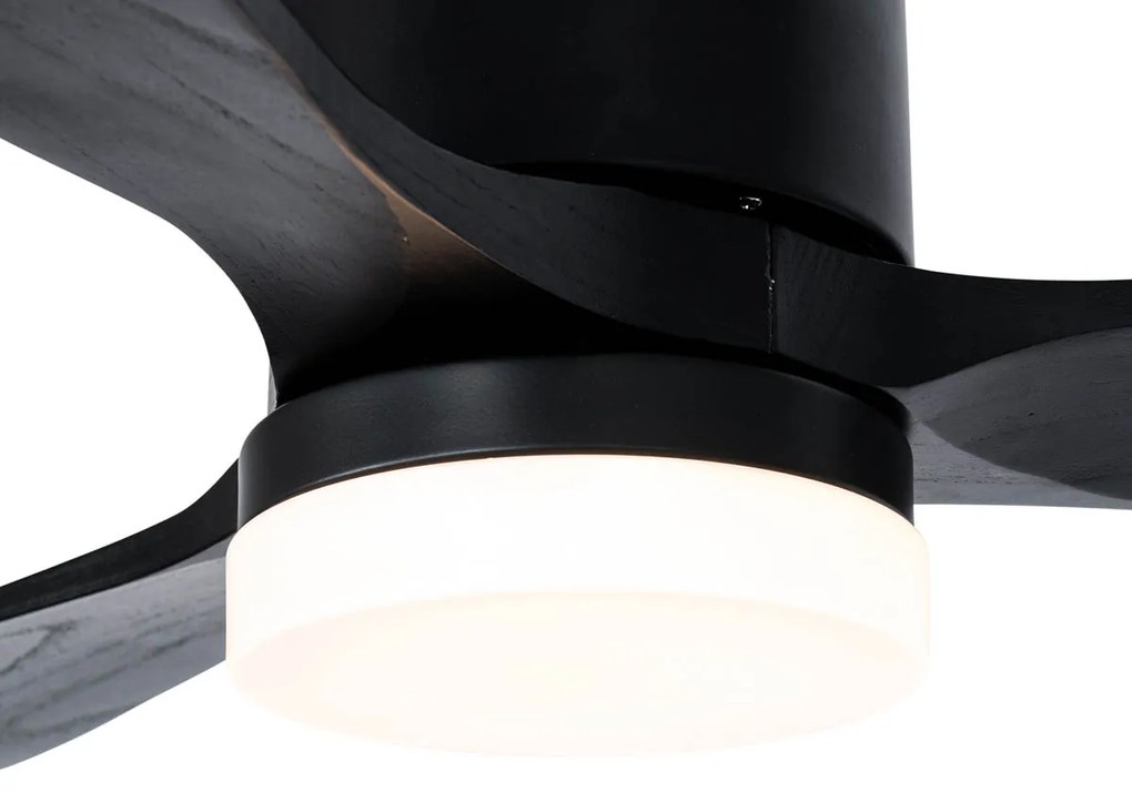 Smart Plafondventilator met lamp zwart 132cm incl. LED dimbaar met afstandsbediening - Sofia Design rond Binnenverlichting Lamp