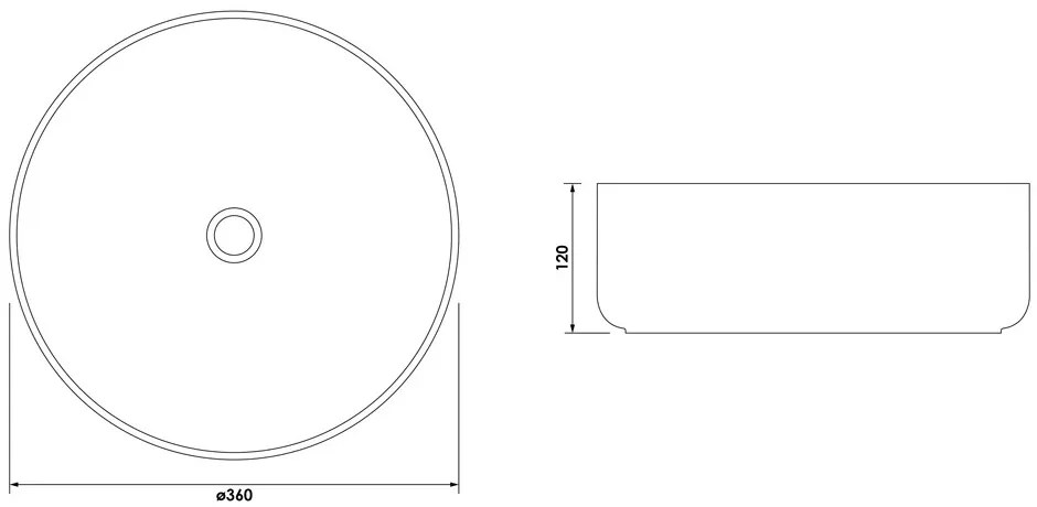 Brauer Circle waskom keramiek 36cm grijs mat