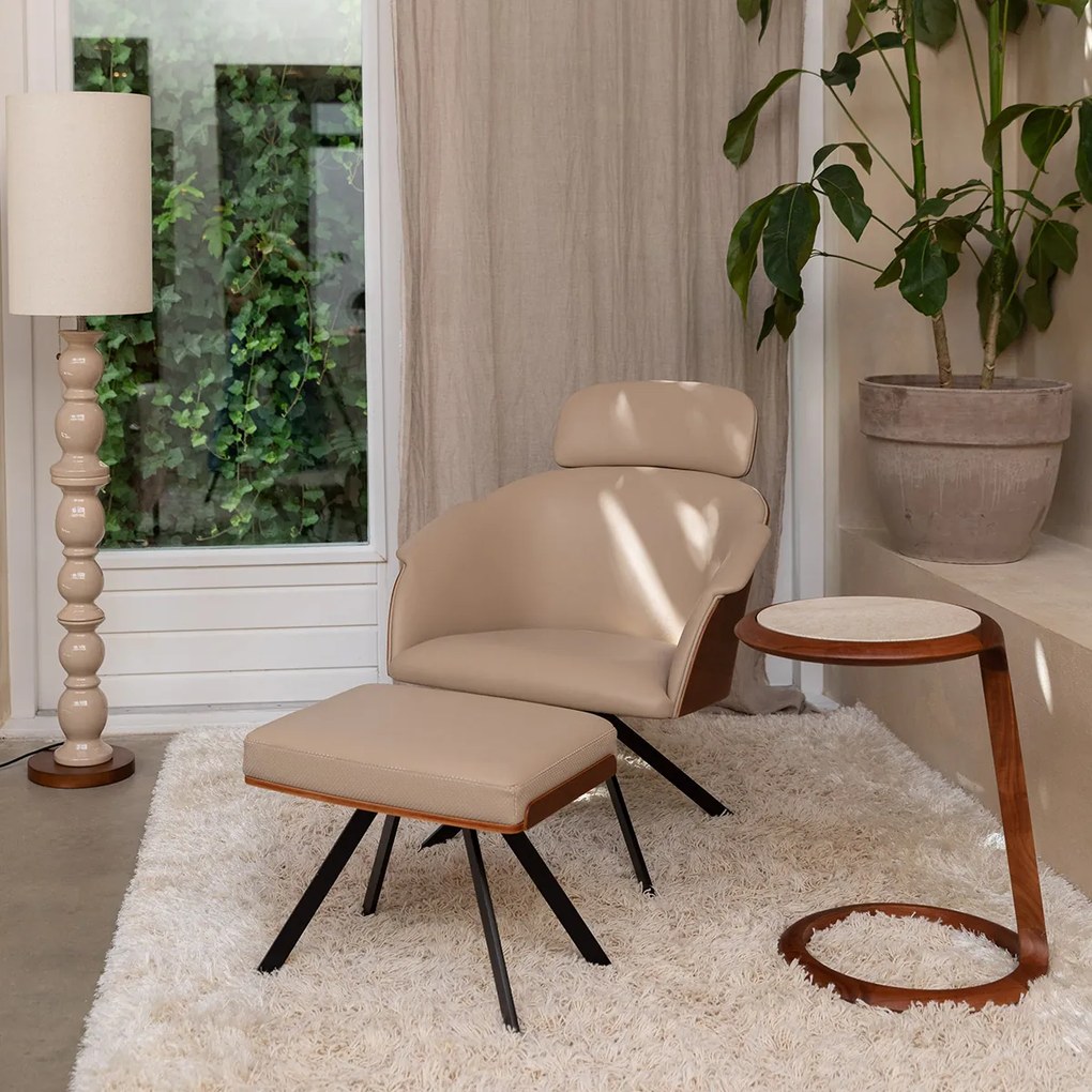 Zuiver Frie Walnoot Loungestoel Leatherlook