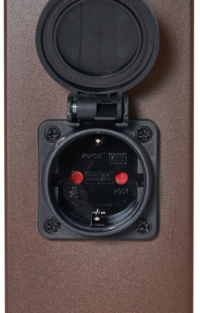 Buitenlamp roestbruin met helder glas 45cm IP44 met stopcontact en bewegingssensor - Malios