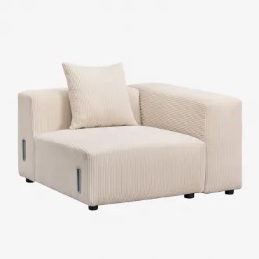 Rechter Hoekmodule 115x113 Cm Met Hoge Armleuning En Kussen Voor Modulaire Bank Bruna Linnen Fluweel Linnenbeige - Sklum