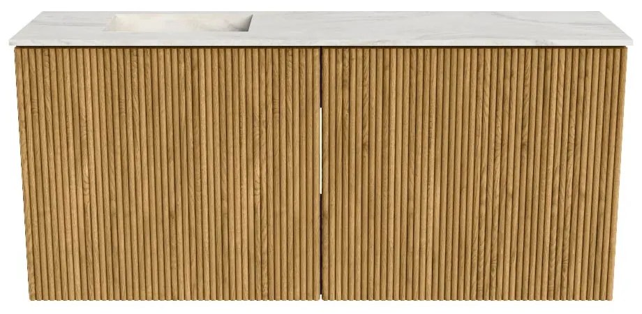 Mondiaz Joya DLux 90cm toiletmeubel oak met wastafel faye links 1 kraangat ostra