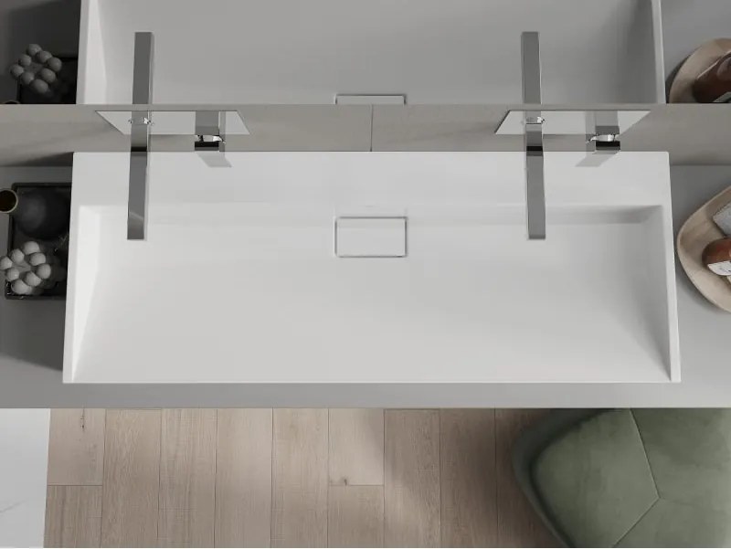 Mexen Ava waskom voor op het aanrecht van conglomeraat B/O 120 x 46 cm, wit - 23011200