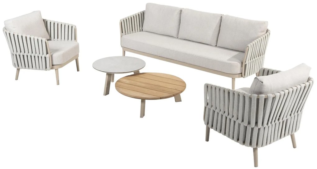 Taste by 4 Seasons Eva loungeset latte met Emma salontafels  Loungeset    houtkleur weerbestendig