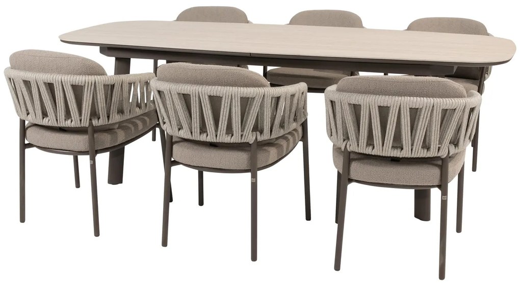 Taste by 4 Seasons Calma tuinset terre met Manolo tafel met geprint keramisch blad 240 cm Tuinset   bruin weerbestendig