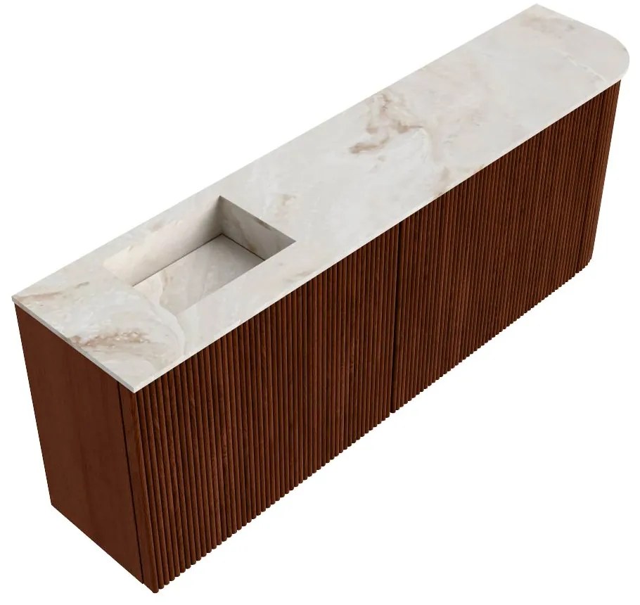 Mondiaz Joya DLux 110cm toiletmeubel ronding rechts ruby met wastafel faye links 1 kraangat frappe
