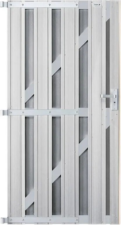 Tuindeur composiet Design Grijs met blank aluminium frame compleet (90 x 180 cm)