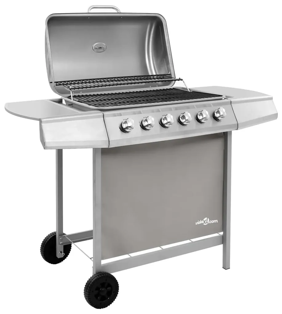 vidaXL Gasbarbecue met 6 branders zilverkleurig