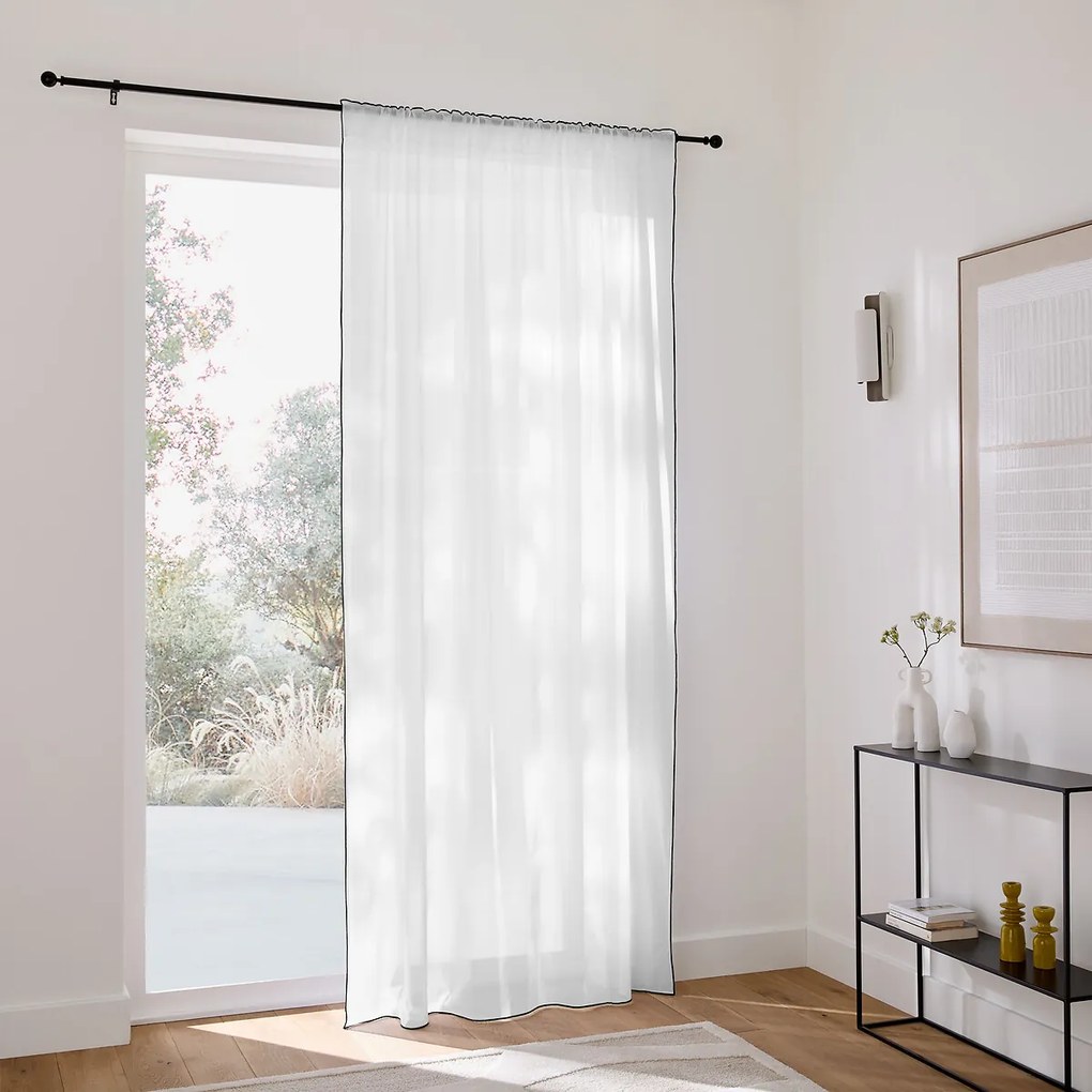 Katoenen glasgordijn met schuifzoom, Anahi