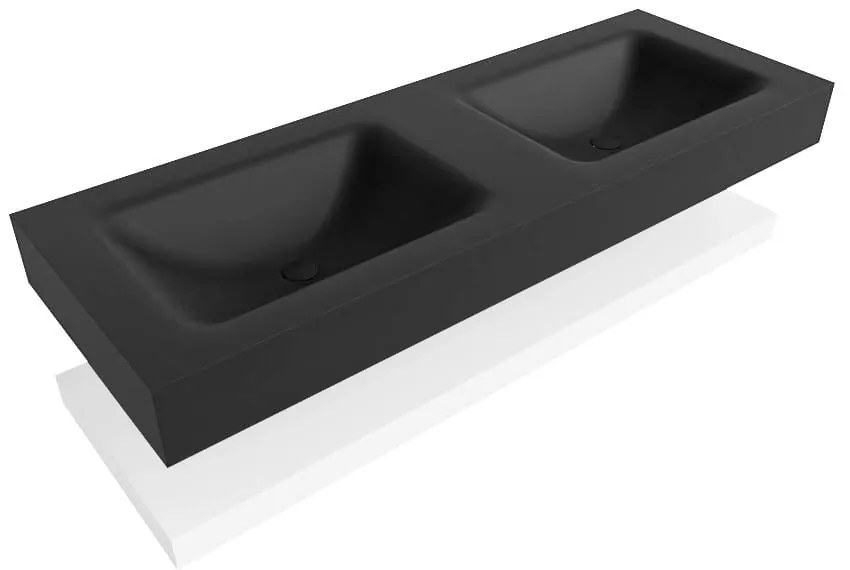 Zaro Alan badmeubel 130cm met planchet talc en vrijhangende wastafel cloud dubbel 2 kraangaten urban