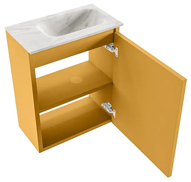 Mondiaz Ture DLux toiletmeubel 40cm ocher met wastafel ostra rechts met kraangat