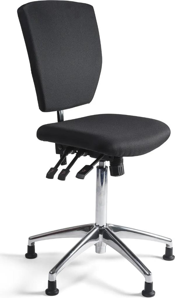 24Designs Bedrijfsstoel En Werkstoel Hoog - Stof Zwart - Zithoogte 60 - 86 Cm - Aluminium Onderstel