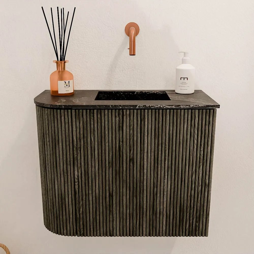 Mondiaz Joya DLux 50cm toiletmeubel ronding links shadow met wastafel faye rechts zonder kraangat lava