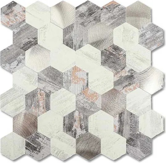 Zelfklevend Mozaiek Hexagon Nature - 30.5 cm x 30.5 cm x 0.40 cm | 0.5 kg | Paneli zelfklevende steenstrips