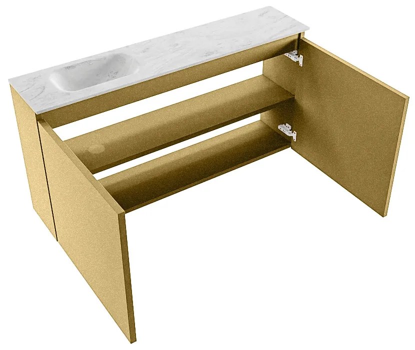 Mondiaz Ture DLux toiletmeubel 100cm oro met wastafel opalo links met kraangat