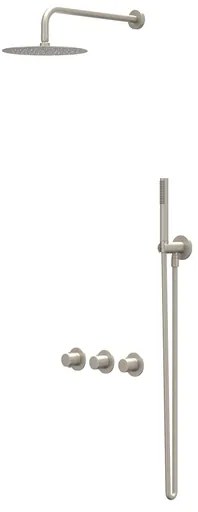 IVY Bond Regendoucheset - inbouw - symmetry - 2 stopkranen - 30cm plafondbuis - 30cm slim hoofddouche - houder met uitlaat - 150cm doucheslang - 3-standen handdouche - Geborsteld nickel PVD CSB4GNBCCA