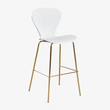 Taburete Alto Uit Wit & ↑76 Cm & Goud - Sklum