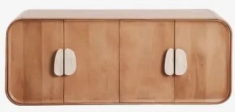 Dubbel Zwevend Badkamermeubelset 130x45 Cm Van Mangohout En Natuurlijke Kivalina-steen Travertijn - Mangohout & Without Sink & Spiegelloze & Zonder -