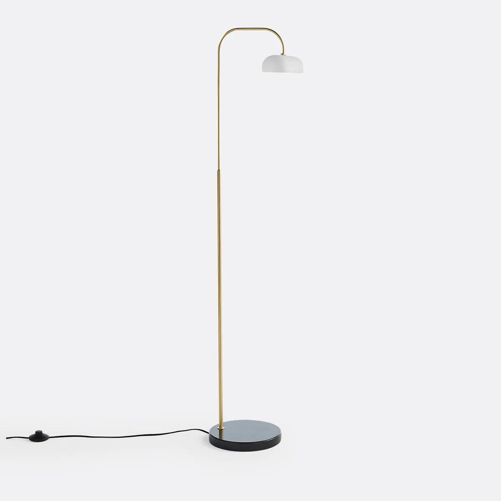 Staande lamp in opaline glas, messing en marmer, Nota