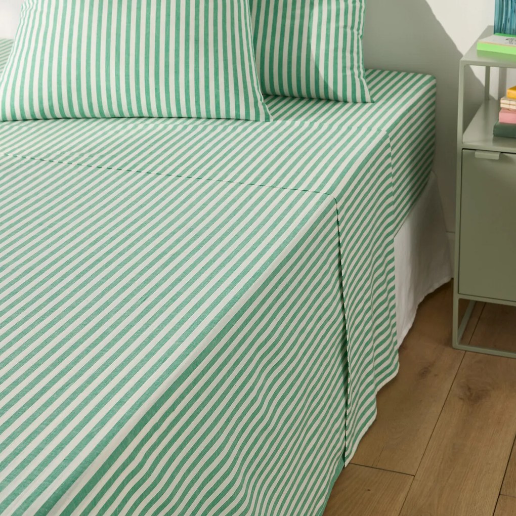 Katoenen plat laken, groen, Soizic